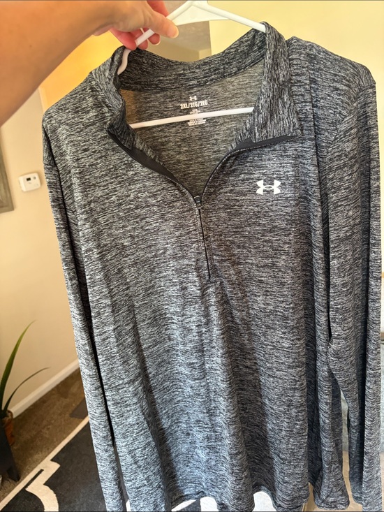 Under Armour Tops - Under Armour Black & Gray Heathered Quarter-Zip Pullover